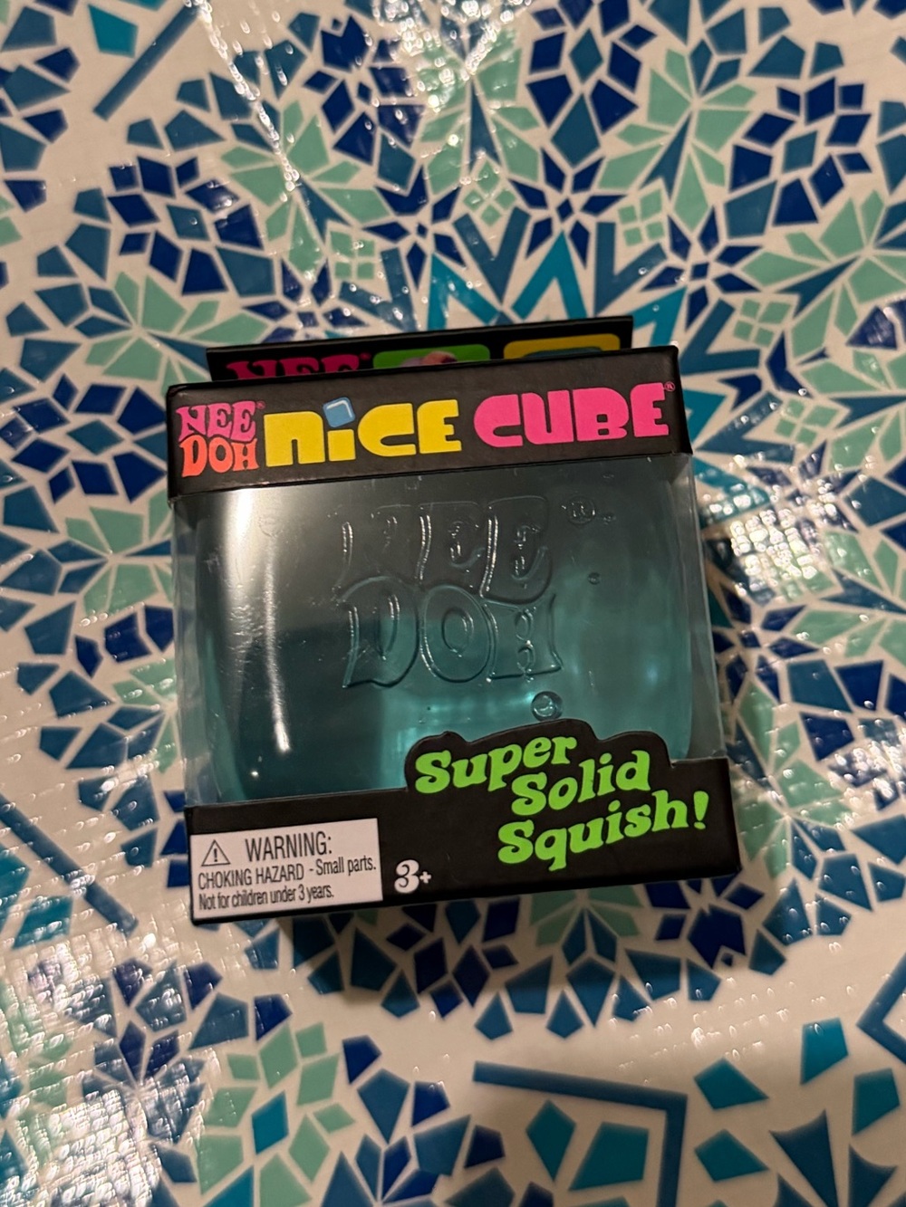 AUTHENTIC Schylling NeeDoh Nice Cube Super Solid - Light Blue Squishy - NWT